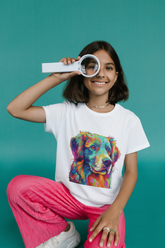 Psychedelic Pup – Loyalty in Technicolor Girl's Crew Neck T-Shirt
